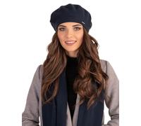 Vivisence Elegant Women's Winter Beret and Scarf Set Made of Warm Thick and Soft Fabric with Wool Blend for Ladies Ideal for Cold Winter and Autumn Days, Dark Blue,UNI