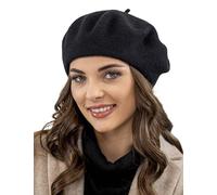 Vivisence Elegant Women's Winter Beret with Classic Style Made from Wool Soft and Warm with Static-Free Effect Ideal for Cold Weather and Everyday Wear, Black,UNI