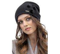 Vivisence Elegant Women's Winter Hat Design Three Pleats for Comfort Soft and Warm Woollen Yarn Insulated Lining Ideal for Cold Winter Days, Black,UNI