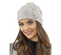Vivisence Elegant Woolen Cap for Women with Floral Decoration Made from Warm Woolen Fabric Static-Free Effect Ideal for Cold Winter and Autumn Days