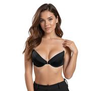 Vivisence Eve 1012 Underwired Push-Up Padded Bra Removable Silicone Straps Backless - Made in EU, Black,36C