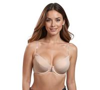 Vivisence Eve 1012 Underwired Push-Up Padded Bra Removable Silicone Straps Backless - Made in EU, Beige,34DD
