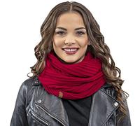 Vivisence Luxurious Ladies Snood Scarf Stylish Design Made From Soft And Warm Acrylic Fabric Perfect For Cold Winter And Autumn Days And For Everyday Wear, Red,UNI