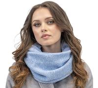 Vivisence Luxurious Wool Snood Scarf With Timeless Soft And Warm Melange Pattern Foldable Ultimate Warmth And Style Ideal For Cold Winter And Autumn Weather, Light Blue Melange,UNI