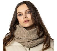 Vivisence Luxurious Wool Snood Scarf With Timeless Soft And Warm Melange Pattern Foldable Ultimate Warmth And Style Ideal For Cold Winter And Autumn Weather, Beige Melange,UNI