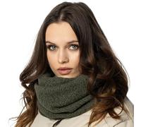 Vivisence Luxurious Wool Snood Scarf With Timeless Soft And Warm Melange Pattern Foldable Ultimate Warmth And Style Ideal For Cold Winter And Autumn Weather, Green Melange,UNI