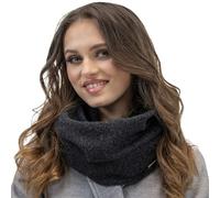 Vivisence Luxurious Wool Snood Scarf With Timeless Soft And Warm Melange Pattern Foldable Ultimate Warmth And Style Ideal For Cold Winter And Autumn Weather, Black Melange,UNI