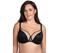 Vivisence Non-Padded Bra Soft Mesh Elegant Bra Upper Cups Smooth Lower Cups Adjustable Straps, Black,40E