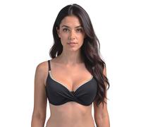 Vivisence Push Up Bikini Top with Molded Cups Decorative Trim and Side Support for Lift 3222, Black-Gold,34C
