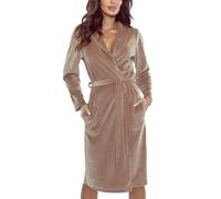 Vivisence Robe Cotton Belted Pockets Double-Sided Soft Cozy Daily Use 5022, Beige,XS