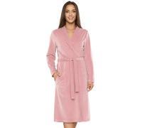 Vivisence Robe Cotton Belted Pockets Double-Sided Soft Cozy Daily Use 5022, Pink,XL