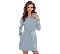 Vivisence Robe Cotton with Zipper Soft and Warm Fabric Perfect for Evening Spa 5012, Grey,M