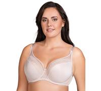 Vivisence Soft Bra Floral Lace with Rose Gold Details for Everyday Elegance 1081, Beige,32H
