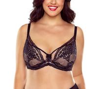 Vivisence Soft Bra Women Lace Underwire Cups Shaping Support and Comfort, Black,34E