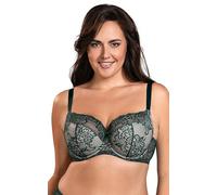 Vivisence Underwired Bra Lace Semi Padded Bra Half-Padded Cups Floral Lace Details Adjustable Straps Side Seam Boning Perfect for Elegant Gift, Green,40E