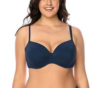 Vivisence Underwired Smooth Padded Bikini Top 3214, Dark Blue,42DD