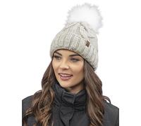 Vivisence Winter Hat with Pom Pom for Women Warm Ideal for Cold Days 7014, Beige Melange,UNI