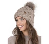 Vivisence Winter Hat with Pom Pom for Women Warm Ideal for Cold Days 7014, Beige,UNI