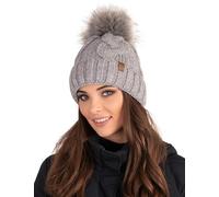 Vivisence Winter Hat with Pom Pom for Women Warm Ideal for Cold Days 7014, Light Grey,UNI