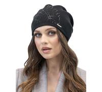 Vivisence Winter Women's Beanie with Thick Warm Fabric, Pleated Back Shiny Details for Ladies Ideal for Winter and Everyday Wear for Autumn and Winter, Black,UNI