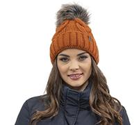 Vivisence Winter Women's Stylish Winter Hat with Pompom Soft Fleece Lining for Ladies Warm and Comfortable Ideal for Cold Days and Everyday Wear, Orange,UNI
