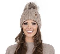 Vivisence Winter Women's Stylish Winter Hat with Pompom Soft Fleece Lining for Ladies Warm and Comfortable Ideal for Cold Days and Everyday Wear, Beige,UNI