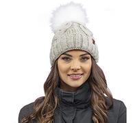 Vivisence Winter Women's Stylish Winter Hat with Pompom Soft Fleece Lining for Ladies Warm and Comfortable Ideal for Cold Days and Everyday Wear, Beige Melange,UNI