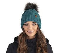 Vivisence Winter Women's Stylish Winter Hat with Pompom Soft Fleece Lining for Ladies Warm and Comfortable Ideal for Cold Days and Everyday Wear, Dark Turquoise,UNI