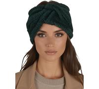Vivisence Women Headband Soft Fluffy Knit Twist Front Cozy Warmth For Cold Days, Dark Green,UNI