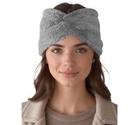 Vivisence Women Headband Soft Fluffy Knit Twist Front Cozy Warmth For Cold Days, Light Grey,UNI