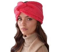 Vivisence Women Headband Soft Fluffy Knit Twist Front Cozy Warmth For Cold Days, Raspberry,UNI
