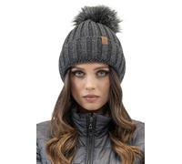 Vivisence Women’S Stylish Winter Hat with Cozy Fleece Lining Eco-Friendly Pom-Pom Warm Thick Yarn Anti-Static Design Perfect for Cold Winter Days, Graphite,UNI