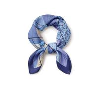 Vivisence Women Silk Scarf Hand Rolled Edges Lightweight Versatile Styling, Blue/Beige,25.5" x 25.5"