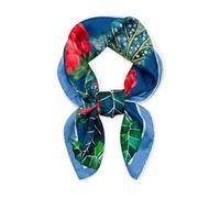 Vivisence Women Silk Scarf Hand Rolled Edges Versatile Year Round Style, Blue/Red/Green,25.5" x 25.5"