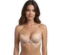 Vivisence Women's Clear Strap Bra Push Up Invisible Backless Clear Back Bra with Transparent Straps for Backless Dresses, Beige,34DD