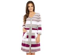 Vivisence Women's Patterned Dressing Gown 5013, Maroon,L