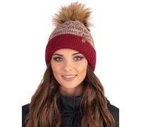 Vivisence Women's Pom Pom Hat Warm Yarn with Antistatic Effect 7024, Maroon,UNI