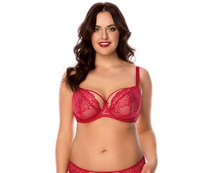 Vivisence Women's Underwired Lace Non Padded Bra 1044, Red,34DD