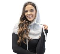 Vivisence Woollen Hood for Women Stylish and Functional Combination of Hat and Snood Made from Soft Lambswool and Cotton Blend Adjustable Drawstring and Cold Protection, Light Grey,UNI
