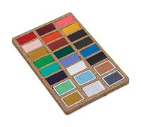 Viviva VV276068 Watercolour Paint Set, 24 Lightfast and Vivid Colours in Bowls on Cork Palette for Outdoor and Travel, Handmade - 24 Colours