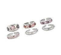 VIVIWI Pack of 6 Vibranting Gemstones Stackable Rings Featuring Adjustable Designs for Comfortable Layering Fashion