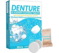 VIVIZEN-Denture & Aligner Cleaning Tablets, 30 Pieces, 0.17oz Tablets for Retainers and Night Guards, Fast-Acting 3-Minute Deep Clean for Invisalign, Removes Stains