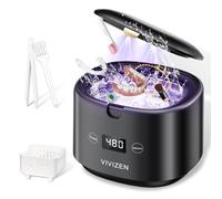 VIVIZEN Retainer Cleaner Machine, Cleaning Machine for Dentures, Aligners, Braces, Mouth Guards, Jewelry, Portable 30W/45kHz (Black)