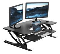 VIVO 107cm Height Adjustable Stand Up Desk Converter, V Series, Quick Sit to Stand Tabletop Dual Monitor Riser Workstation, Black, DESK-V000VL