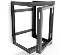 VIVO 12U Wall Mounted Open Frame Server Rack Cabinet for 19 inch IT Network Equipment and AV Devices, 180 Degree Swing Gate, 18.5 in Deep, Black, MOUNT-SC12U