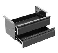 VIVO 16 inch Under Desk Mounted Sliding Pull-out Dual Level Drawer Set for Office Desk, Vertically Stacked Storage Organizer for Sit Stand Workstation, Black, DESK-DR02