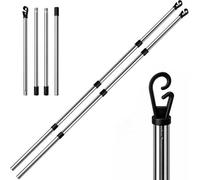 Vivo 2.4M Stainless Steel Washing Line Prop 4-Section Washing Line Laundry Support - 2 Poles