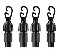 Vivo 2.4M Telescopic Washing Drying Line Prop Pole Metal Clotheslines Laundry Support - Black - 4 Pack (4 Poles)