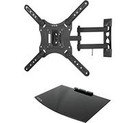 VIVO 23 to 55 inch Screen TV Wall Mount with Adjustable Tilt and Entertainment Shelf, Floating AV, DVD Shelving, Black, Mount-VWSF1