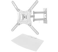 VIVO 23 to 55 inch Screen TV Wall Mount with Adjustable Tilt and Entertainment Shelf, Floating AV, DVD Shelving, White, MOUNT-VWSF1W